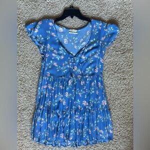 Urban Outfitters Blue Floral Mini Dress Medium